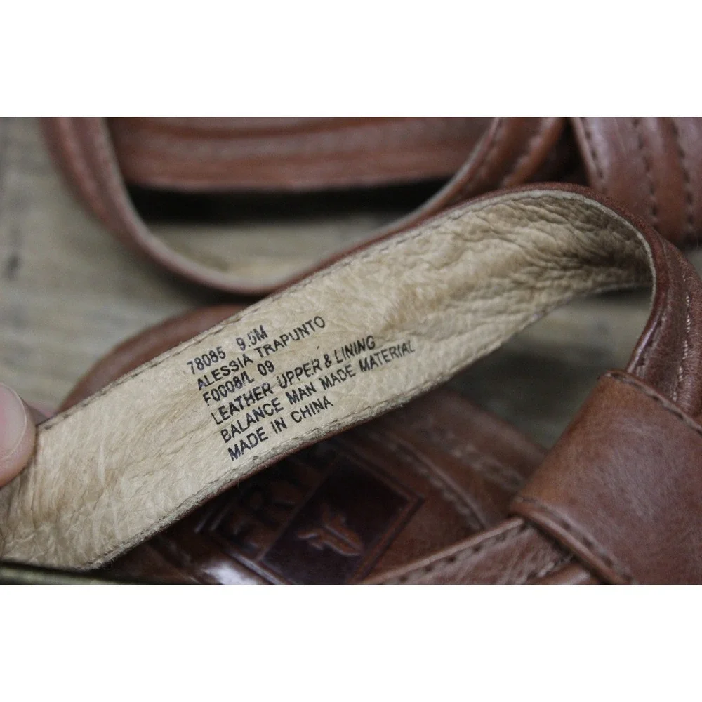 Frye‎ women's Alessia Trapunto leather strappy thong artisanal sandals 9.5M - Picture 8 of 16